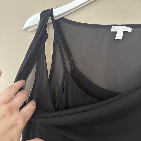 VTG Cache $198 Cocktail Dress Black Gold Snake Party Beaded Studded Y2K Blouson - Picture 6 of 9